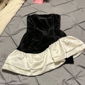 Black and White Strapless Dress